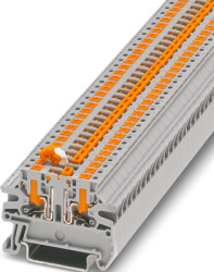 Knife disconnect terminal, push-in connection, 1.0-4.0 mm², 2 pole, 20 A, 6 kV, gray, 1079059