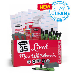 Show-me A4 Lined Drywipe Boards - Classpack of 35