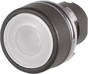 Pushbutton switch, illuminable, latching, waistband round, white, front ring black, mounting Ø 22.3 mm, 46-2234.11N0.000