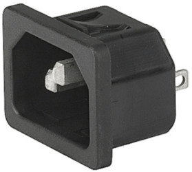 Panel plug C14, 3 pole, snap-in, plug-in connection, black, 6100.4315