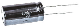 Kondensator 6800μF 25V dc Radialny, Otwór przelotowy Panasonic roztaw: 7.5mm 16 (Dia.) x 31.5mm
