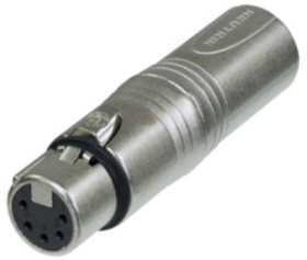 Adapter, XLR socket 5 pole to XLR plug 3 pole, silver, NA3M5F