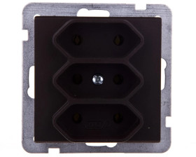 SONATA Gniazdo potrójne b/u 2,5A EURO czekoladowy metalik GP-3R/m/40