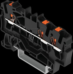 2202-1305 3-wire feed-through terminal, with pusher 2.5 mm², black