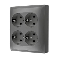Simon Aquaclick Gniazdo IP20, Schuko, 4-krotne, szybkozłącza, szary ACGSZN4C/16