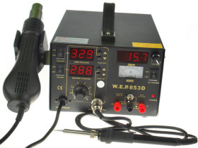Stacja lutownicza 5w1 WEP 853D z zasilaczem 15V 1A