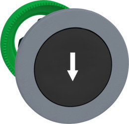 Pushbutton, labeled arrow, unlit, groping, waistband round, black, front ring light gray, mounting Ø 30.5 mm, ZB5FA335C0