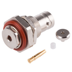 Złącze koncentryczne Montaż na panelu Żeński 50Ω typ złącza Złącze BNC 0 to 4GHz, zaciskane typ kabla RG179, RG187,