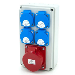 Rozdzielnica budowlana 32A/4P + 4*GS 230V, obudowa naścienna, ELS Elektrotechnika, N401/4