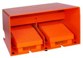 Podówjny Przełącznik nożny XPE-R, z osłoną, metallowy, pomarańcz.- 2NZ+2NO XPER3100D