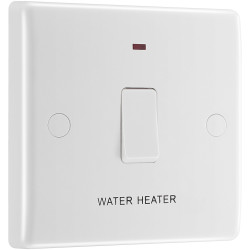 BG 833WH White Nexus Moulded Single Water Heater Switch 20A Indicator &#x2B; Flex