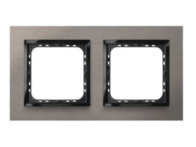 IMPRESJA PRESTIGE Ramka 2 podwójna aluminiowa 4 mm szczotkowana satyna + ramka czarna R-2YAC/63/25 OSPEL