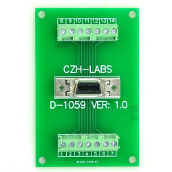 CZH-LABS 14-pin 0.05&quot; Mini D Ribbon/MDR Female Breakout Board, SCSI, Terminal Module.