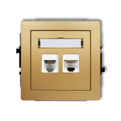 DECO Gniazdo telefoniczne pojedyncze 1xRJ11 + komputerowego pojedyncze 1xRJ45, kat. 5e, 8-stykowy, beznarzędziowe złoty 29DGTK