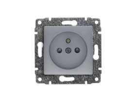 VENA Gniazdo pojedyncze z uziemieniem z przesłoną torów prądowych bez ramki aluminium 514034 KOS