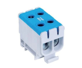Blok rozdzielczy ‑ odgałęźny 2 ‑ polowy 2,5-50mm2 niebieski montaż płaski FJ-E50/2/B 1000055