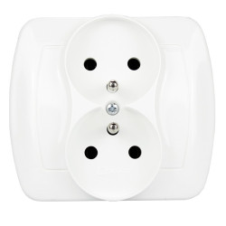 Gniazdo podwójne z/u białe AGZ2/11 Akord Kontakt-Simon