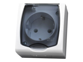 MADERA Gniazdo pojedyncze z uziemieniem schuko wieczko przezroczyste biały GNH-1NS/00/d OSPEL