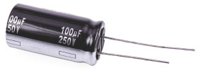Kondensator 100μF 250V dc Radialny, Otwór przelotowy Panasonic roztaw: 7.5mm 16 (Dia.) x 31.5mm