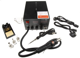 Stacja gorącego powietrza RS PRO 2-wyjściowa Rozlutowywanie / Lutowanie 700W Typ F — wtyczka Schuko, typ G — brytyjski