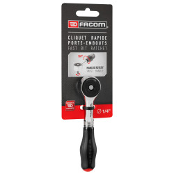 Grzechotki, 1/4 cala, dł. 120 mm, Stal chromowo-wanadowa, Facom