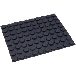 R-TECH 310035 Flat Round Rubber Feet 13.0 x 12.2 x 4.5 - Black - Sheet Of 80
