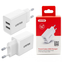 UNITEK Ładowarka sieciowa 2x USB (5V / 2,4A) Quick Charge 12W biała 50.0659