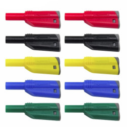 Wtyk banan zestaw 10szt 5 kolor z gniazdem banan 2w1 rozgałeźne