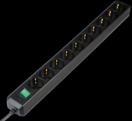 1159300010 Ten-way socket outlet with switch, black