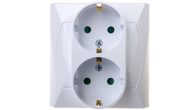 Akcent Gniazdo Podwójne Z/U Schuko Z Przesłonami Białe Gp-2Asp/00