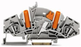 2-wire disconnect and measuring terminal, spring-clamp connection, 0.2-6.0 mm², 2 pole, 30 A, 6 kV, gray, 282-821