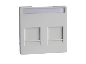 MERTEN Płytka czołowa 2 podwójna do gniazda modułowego z osłona i p.opisowym B.A.S.M. biała MTN4564-0325 SCHNEIDER ELECTRIC