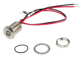 Lampka kontrolna do montażu panelowego 21.6 → 26.4V dc, czerwona 10mm LED Wyprowadzenia RS PRO