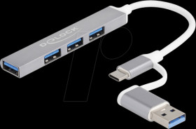64214 USB 3.0/2.0 4-Port Hub,1x 3.0, 3x 2.0, slim