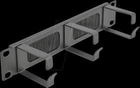 66487 10" Cable Management Brush Strip with 3 hooks 1U black