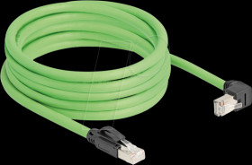 80897 Cat.6a patch cable, bottom-angled, SF/UTP, 5 m, green
