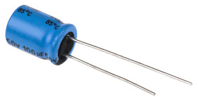 Kondensator 100μF 50V dc Radialny, Otwór przelotowy Vishay roztaw: 3.5mm 8 (Dia.) x 11.5mm