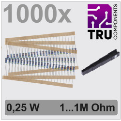 TRU COMPONENTS TC-12888456 Metal film resistor set Axial lead 0.25W 1% 1000 pc