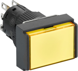 Pushbutton, illuminable, groping, 1 Form C (NO/NC), waistband rectangular, yellow, front ring black, mounting Ø 16 mm, XB6EDW5B1