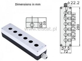 Kaseta sterownicza 6 przycisków biała, 280x72x60mm