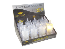 Świeczka LED znicz AKRYL Primot biała ciepła (zestaw 12szt.)
