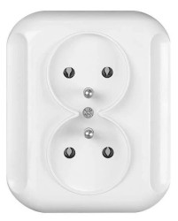 TOPAZ Gniazdo podwójne z/u białe GPt-6T