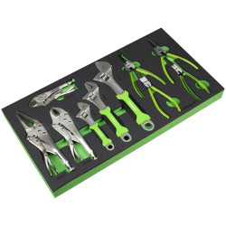 Sealey S01278 Siegen Adjustable Wrench &amp; Pliers Set with Tool Tray 10pc