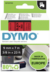 Taśma do nadruku D1 DYMO S0720720, 9 mm x 7 m, Kolor taśmy: czerwony / Kolor nadruku: czarny DYMO S0720720, 9 mm x 7 m,