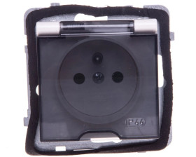 AS Gniazdo bryzgoszczelne z/u IP44 z przesłonami klapka przezroczysta ecru GPH-1GZP/m/27/d