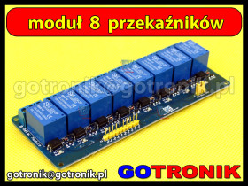 Moduł 8 przekaźników 5V z optoizolacją