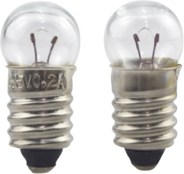 Incandescent bulb, E10, 0.25 W, 2.5 V (DC), 2.5 V (AC), clear, BYB-9-30L0048