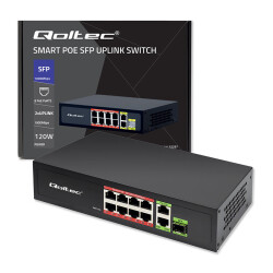 Switch PoE FAST Ethernet QOLTEC 8x RJ45 PoE 2x RJ45 Uplink 1x SFP 120W 1000 Mb
