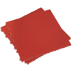 Sealey FT3R Polypropylene Floor Tile 400 x 400mm - Red Treadplate - Pack of 9