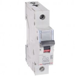 Wyłącznik nadprądowy S bezpiecznik 1-fazowy C32 (C 32A) 1-biegunowy 1P (230/400V AC) 1-modułowy TX3 Legrand
